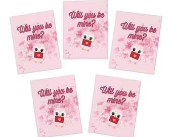 Will You Be Mine Valentin's Day Greeting Cards (5-Pack)