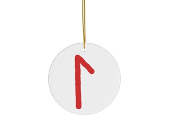 Dagaz Rune Hand Drawn Talisman Ceramic Christmas Tree Ornament - Etsy