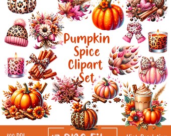 Fall Pumpkin Spice Png | Autumn Png | Leopard Print png | Fall Vibes Png | Clipart For Fall | Thanksgiving Png | Aesthetic Png | Hello Fall