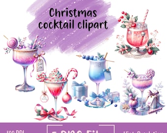 Christmas Cocktail Clipart Cute Christmas Drinks Clip Art Set Holiday Party Drinks Sublimation Digital Designs Winter Drink Clipart