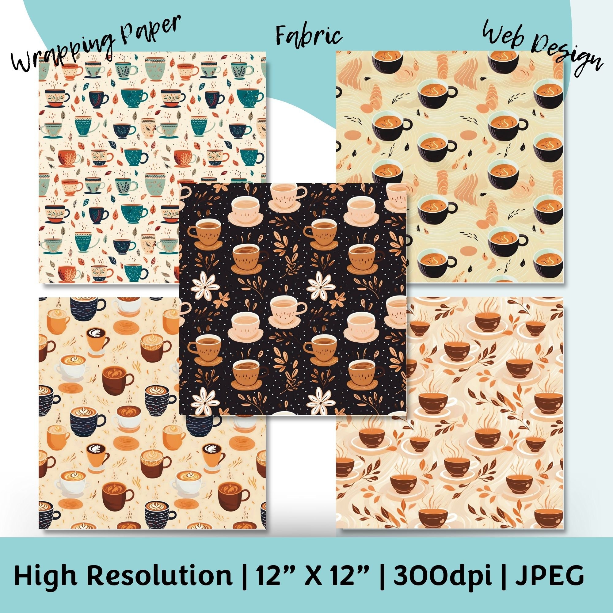 Coffee Lovers Digital Paper Pack, Coffee Watercolor Paper, Coffee ...