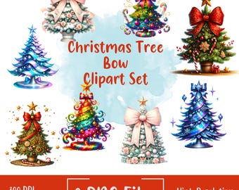 Girly Christmas Tree Bundle Png | Colorful Coquette Christmas Png | Christmas Tree Bow Shirt | Cute Holiday Graphics | DTF & Sublimation