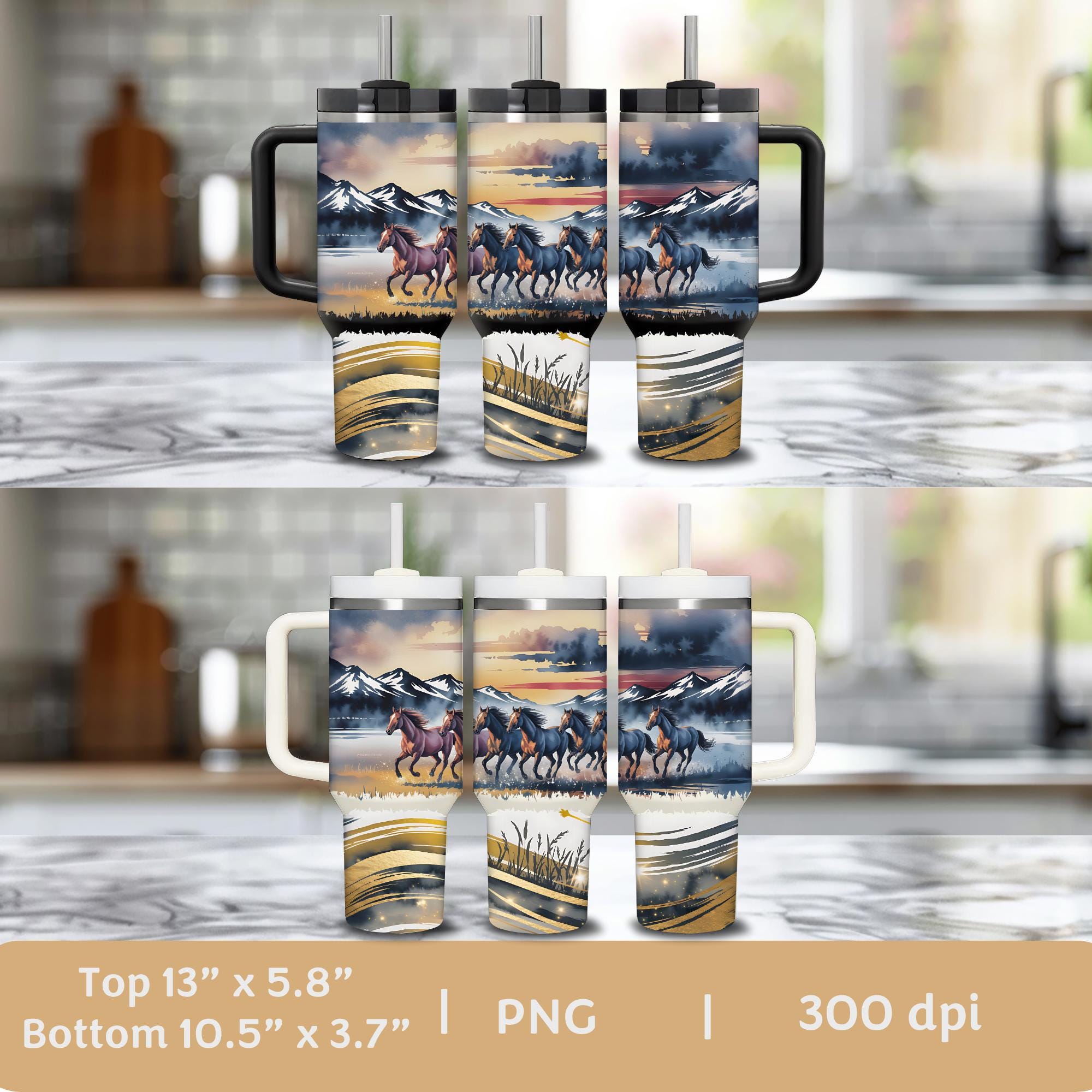 Running Horses Tumbler Wrap Wild Western Horses 40oz Skinny Sublimation ...