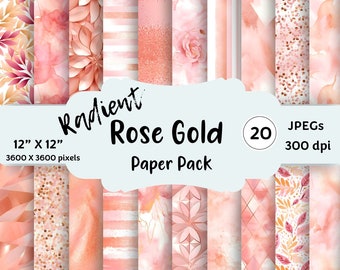 Rose gold digital paper, rose gold texture, glitter paper, pink digital paper, digital paper pack