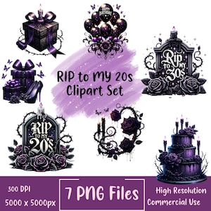 Rip To 20s Png | Morte Para Meus Vinte Anos Png | Design De Sublimação De 30º Aniversário | Clipart De Aniversário Gótico | Aniversário Assustador Png