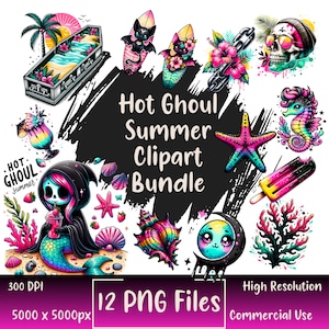 Hot Ghoul Summer PNG, Funny Summer Skeleton Clipart, Sassy Skeleton Sublimation Design, Summer Vacation UVDTF File, Trendy Pastel Goth Png