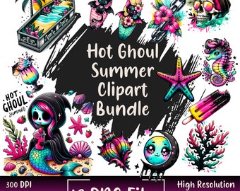 Hot Ghoul Summer PNG, Divertido esqueleto de verano Clipart, Diseño de sublimación de esqueleto atrevido, Archivo UVDTF de vacaciones de verano, Png gótico pastel de moda