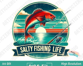 Saltwater Fish Sublimation | Saltwater Fishing png | Fishing Shirt Clipart | Deep Sea Fishing| Vintage Fishing PNG | Retro fishing png