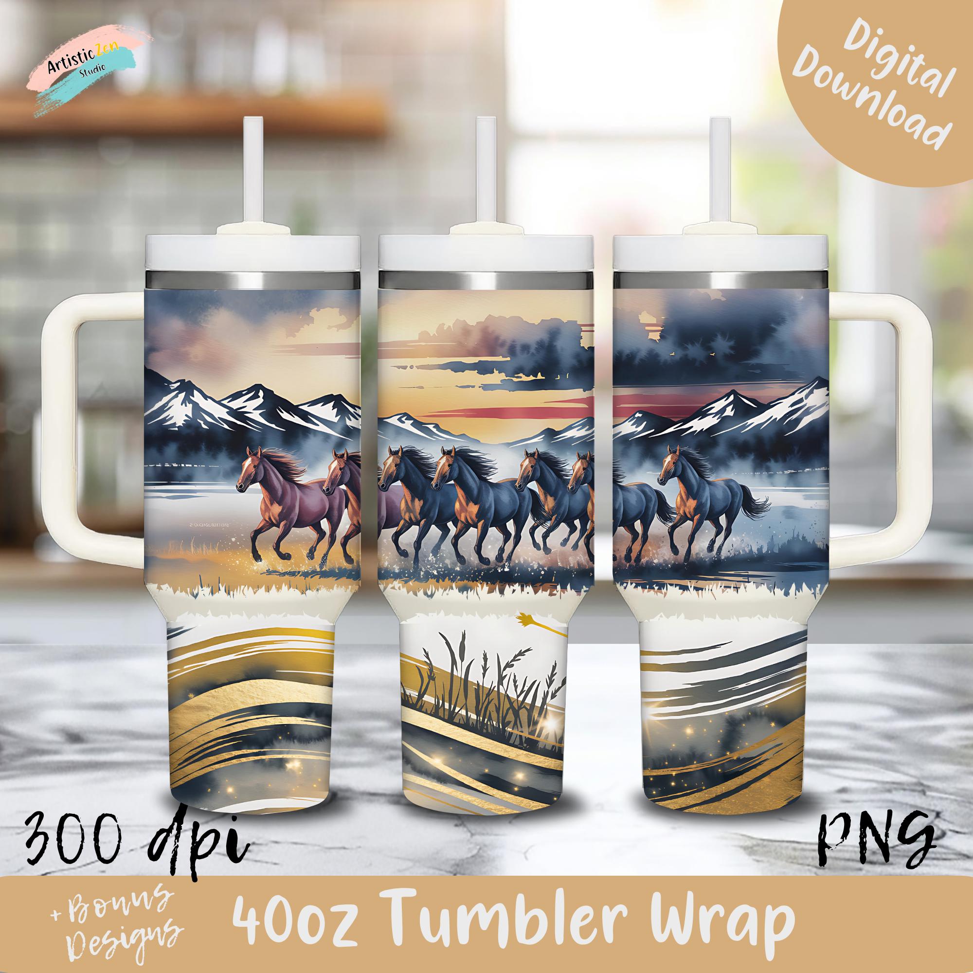 Running Horses Tumbler Wrap Wild Western Horses 40oz Skinny Sublimation ...