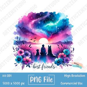 Mejores amigos perros png / Mejores amigos acuarela Png / Sublimación de perros / Mi mejor amigo tiene patas / Regalo para mamá perro / Silueta de perro y dueño