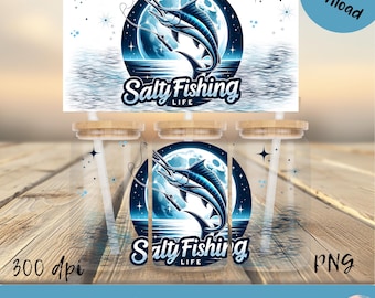 Saltwater Fishing Wrap | Sublimation Design | Fisherman Deep Sea Fishing Life | uv def | beer can fishing png | Fishing glass can wrap