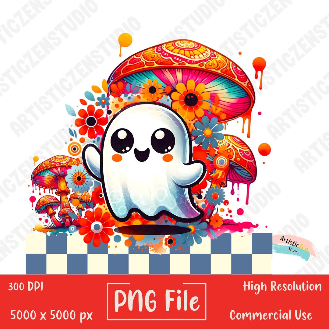 Retro Cute Ghost PNG Retro Halloween Sublimation for T Shirt Kawaii ...