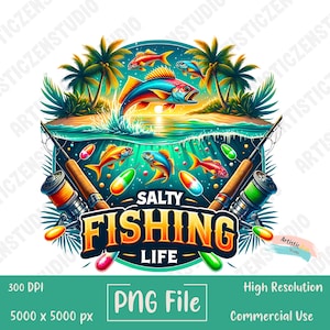 Pêche en haute mer png | Conception de pêche en eau salée | Sublimation tropicale | Pêcheur Pêcheur | Voilier PNG | Conception de poisson d'eau salée