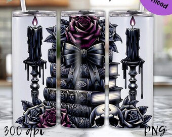Gothic Romance Book PNG | Morally Grey Clipart | Dark Romance Clipart | Trending Gothic Romance | 20oz skinny tumbler wrap | coquette