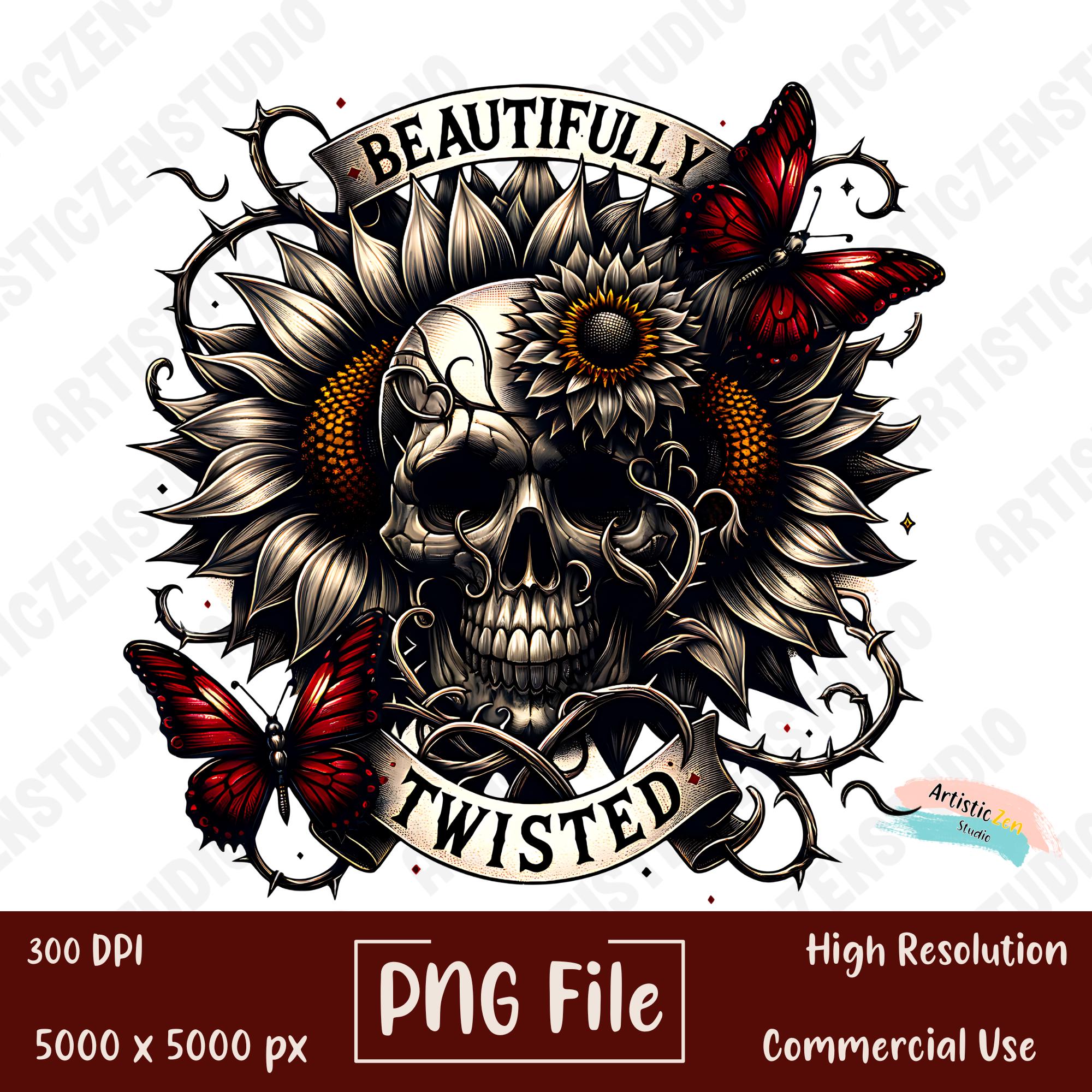 Skull Flower With Butterfly - Etsy