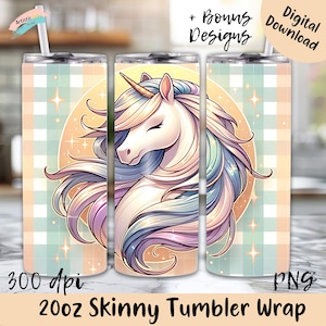Unicorn Tumbler Wrap 20oz Skinny Tumbler Sublimation Design Cute Unicorn PNG Cute Kids Gift Instant Digital Download Sublimation Design