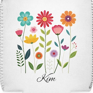 Colorful Floral Can Cooler Sleeve, Personalized Drink Holder, Cute Summer Party Favor, Gift for Garden Lovers, Outdoor Events Must-Have