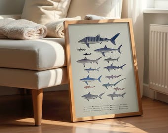 Shark Wall Art Print, Coastal Marine Life Poster, EarthPact Paper