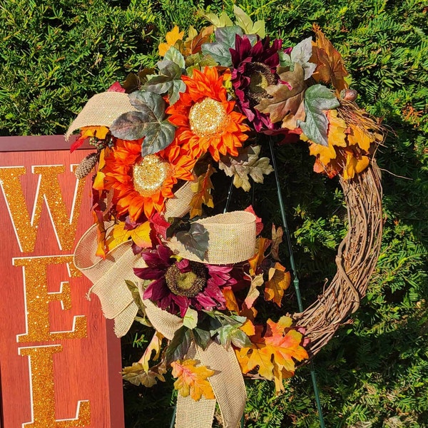 Fall Harvest Thanksgiving Autumn Wreath