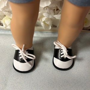 Black and White Saddle Shoes for American girl doll 18”.
