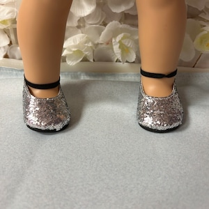 Silver Glitter Shoes  for American girl doll 18”.