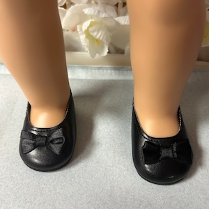 Black shoes with bow for American girl doll 18”