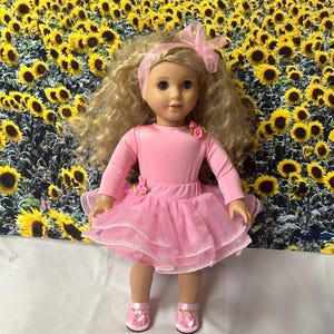 Pink Ballerina Dress Outfit for 18 Inch Dolls – Includes Dress, Headband & Shoes