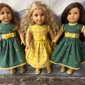 Handmade cotton dress with shoes for American girl doll 18”