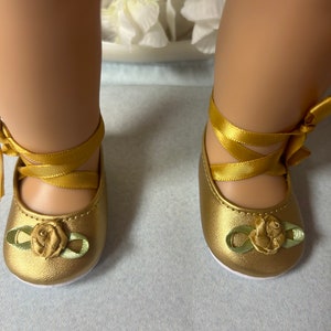 Gold ballet shoes  for American girl doll 18”