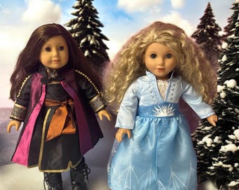 Winter Fantasy Doll Outfits | 18 Inch Doll Clothes | Handmade Ice Queen Dress & Warrior Princess Cloak | American Girl Doll Clothes | Holida