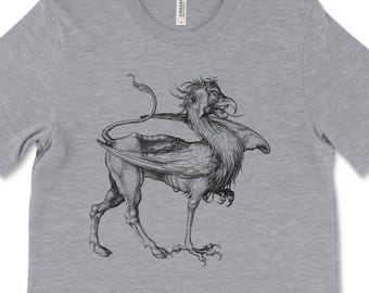 Griffin T-Shirt, Antique Engraving, Mythical Creature Design