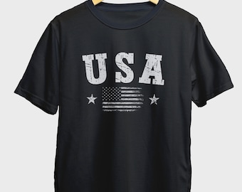 Distressed USA Flag Comfort Colors T-Shirt, 4th of July Tee