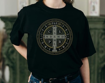 T-shirt met St. Benedict-medaille | Katholiek religieus T-shirt