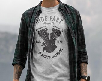 Vintage Motorcycle Engine T-Shirt | Ride Fast Graphic Tee