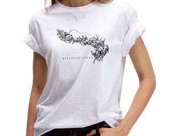 Retro Santa Reindeer Weihnachten Shirt, Urlaub T-Shirt