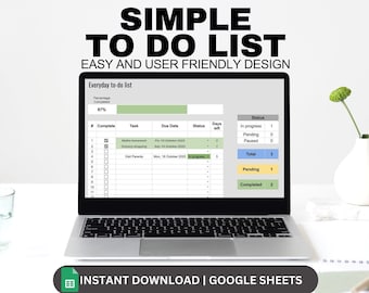 Liste de choses à faire, feuille de calcul de planification des tâches quotidiennes, modèle de feuilles Google, suivi des tâches, planificateur de productivité numérique