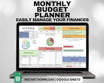 Budget Planner for Google Sheets, Monthly Budget Planner Spreadsheet, Budget template, Paycheck budget, Weekly Budget tracker, Budgeting