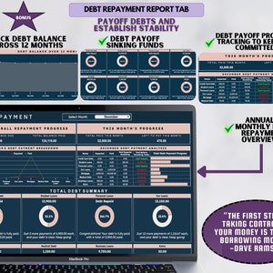 Planificateur budgétaire pour Google Sheets Feuille de calcul budgétaire annuel et mensuel Planificateur financier Suivi des dépenses Suivi de l'épargne Remboursement de la dette image 7