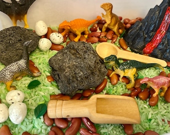 Portable Sensory Bin: Dinosaurs, Sensation Station, Pretend-Play, Fine Motor Skills