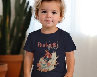 Buckaroo Beach Western Indie Kleinkind & Jugend Shirt, Kinder Shirt, Baby Shirt, Cowboy Surfer, Vintage Retro