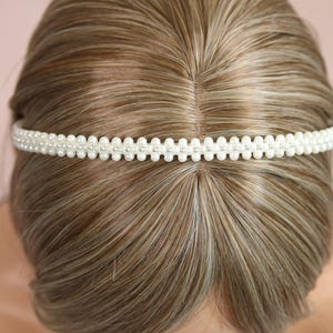 Double Row Pearl Headband – Handmade Bridal Hair Accessory, Beaded Wedding Hairpiece