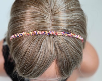 Handmade Colorful Tube Beaded Headband – Slim Hair Accessory