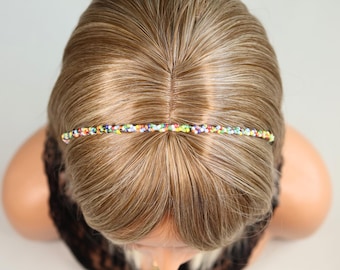 Rainbow Beaded Headband – Handmade Colorful Glass Bead Hair Accessory