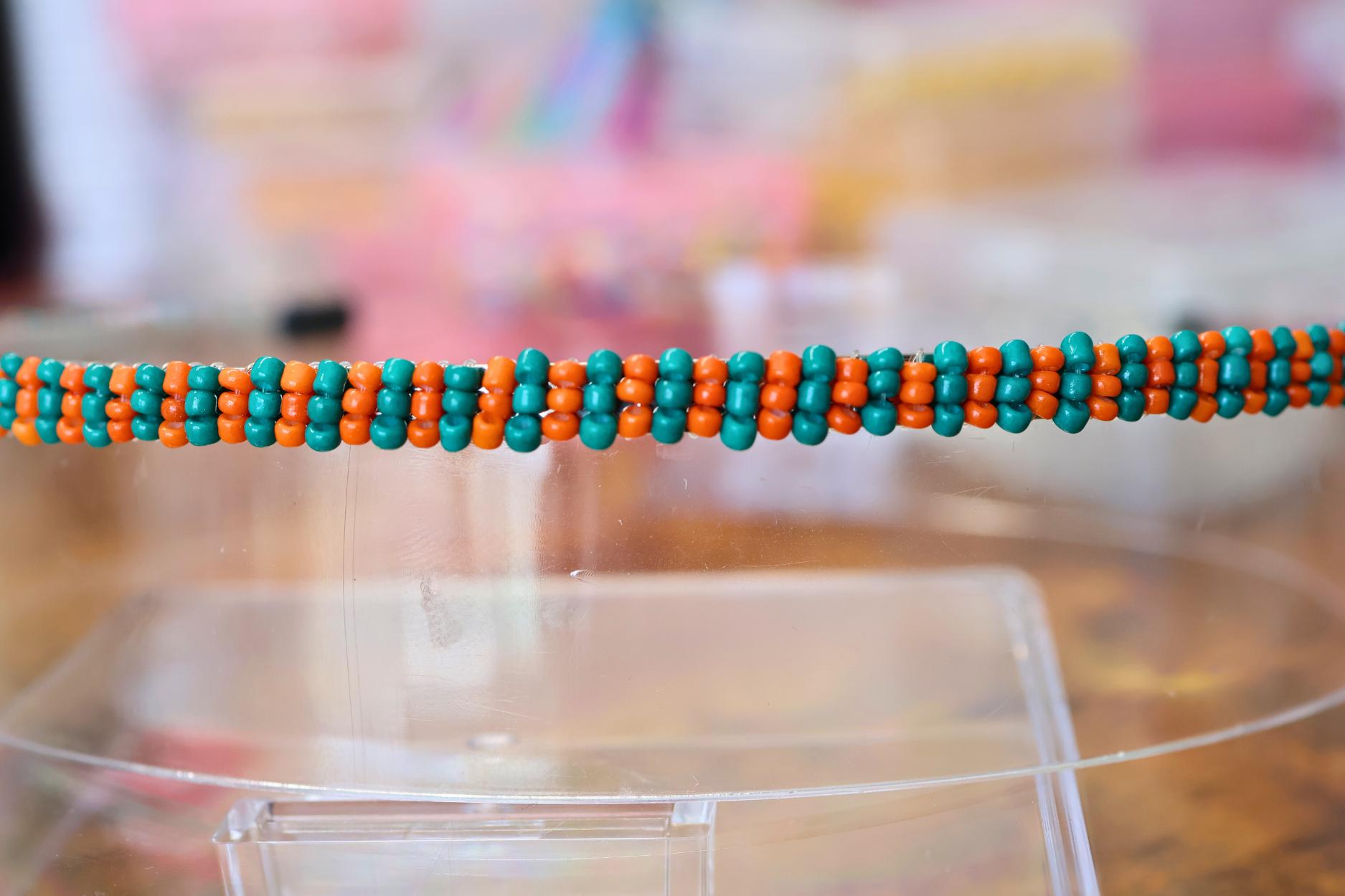 Colorful Beaded Statement Headband NWT | Boho Festival Embellished Crystal Orange Beaded Gold Leaf Headband: Handmade Crystal Boho  main image 2