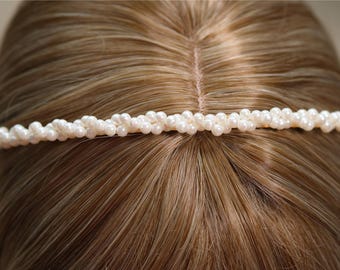 Elegant Handmade Pearl Headband – White Faux Pearl Beaded Hairband – Bridal Hair Accessory – Gift for Her