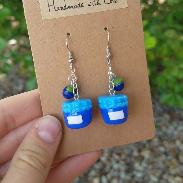 Handmade Polymer Clay Blueberry Jam Dangle/Drop Earrings