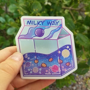 Milky Way Milk Carton Weatherproof Die Cut Sticker