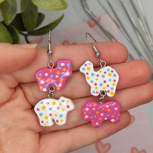 Handmade Polymer Clay Double Tiered Circus Animal Cracker Cookie Earrings