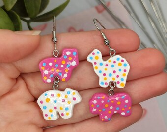 Handmade Polymer Clay Double Tiered Circus Animal Cracker Cookie Earrings