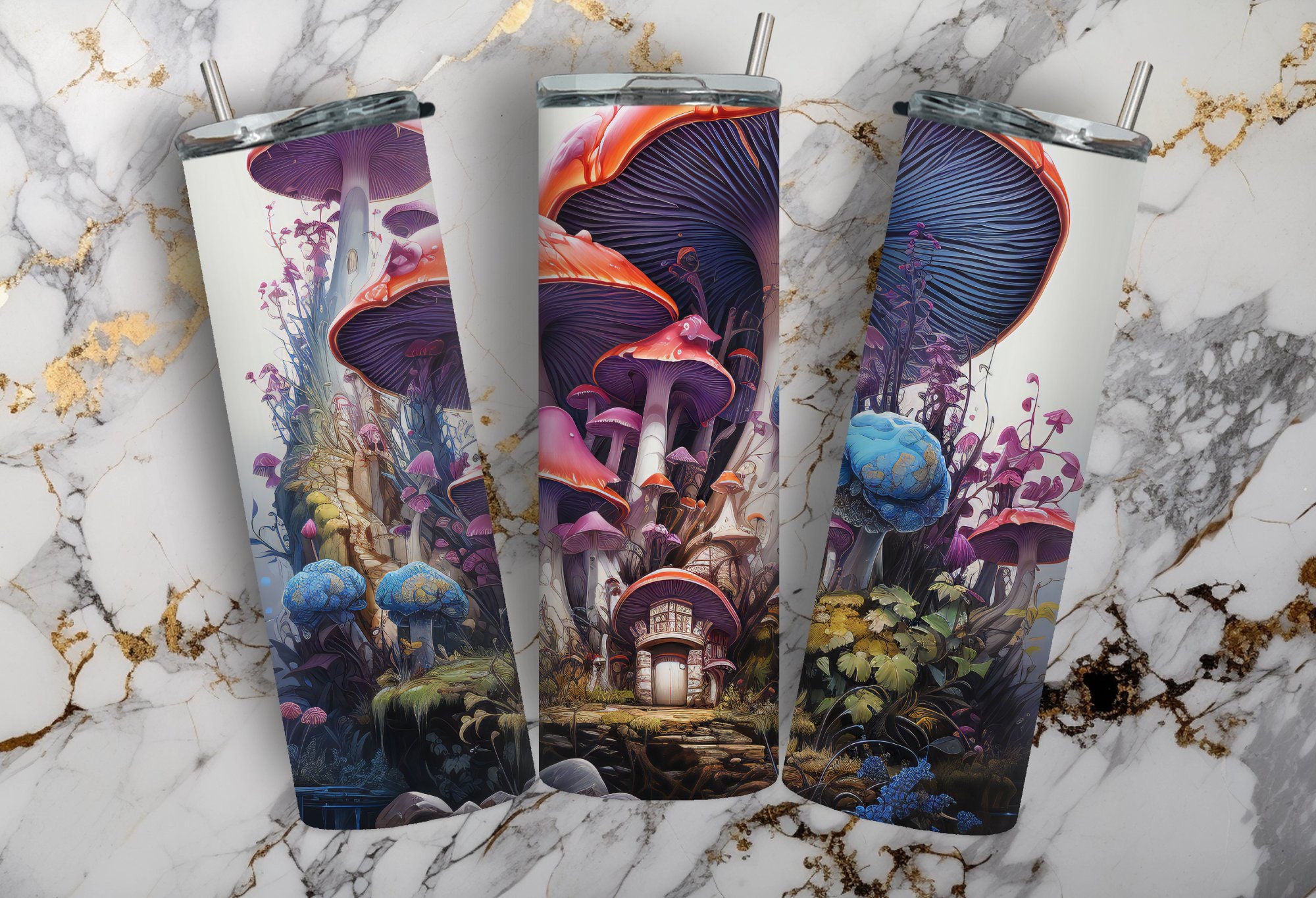 Mushroom Png Tumbler Sublimation Designs 20 Oz Skinny Wrap - Etsy